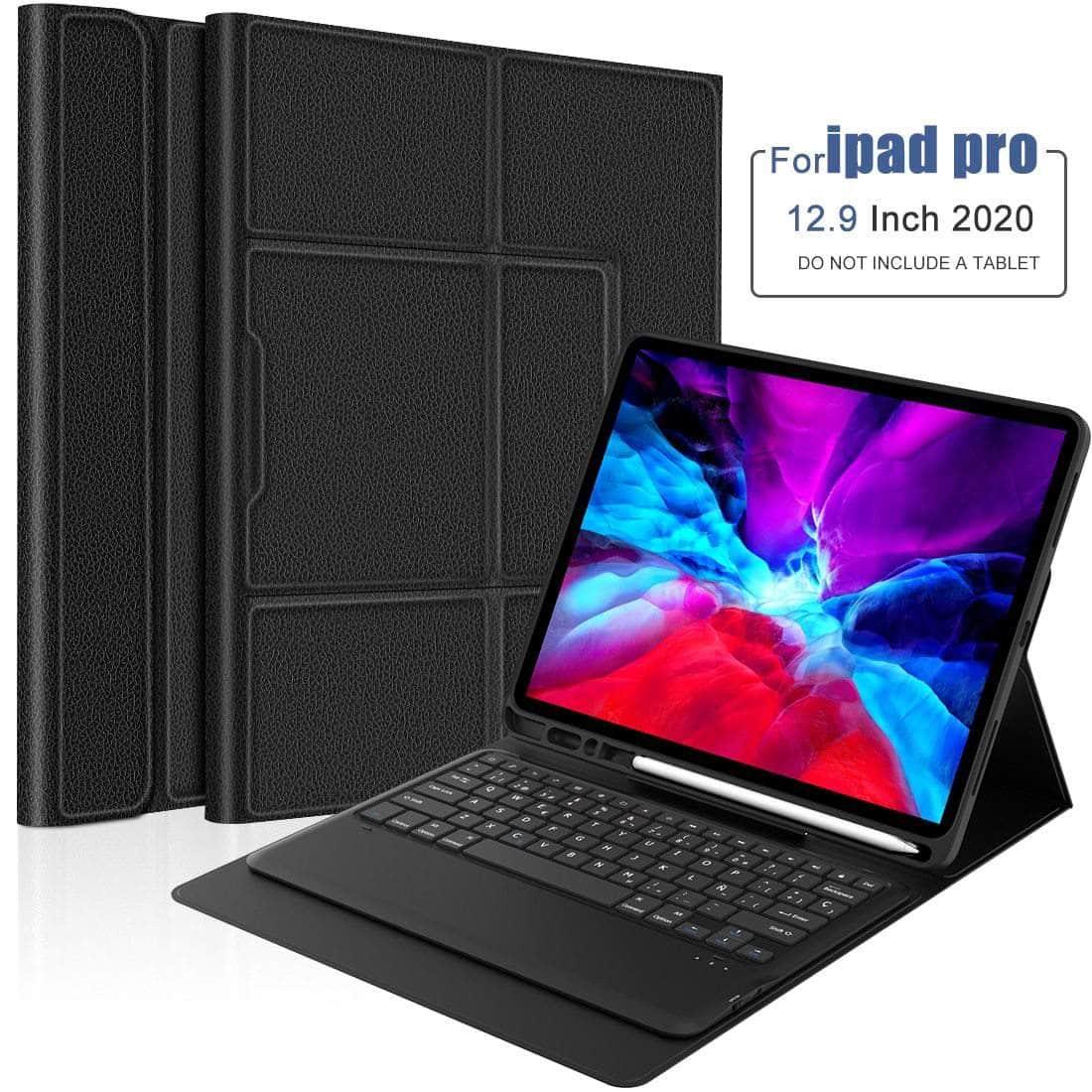 iPad Pro 12.9 2020 Bluetooth Keyboard Pen Holder Leather Tablet Protective Smart Case - CaseBuddy