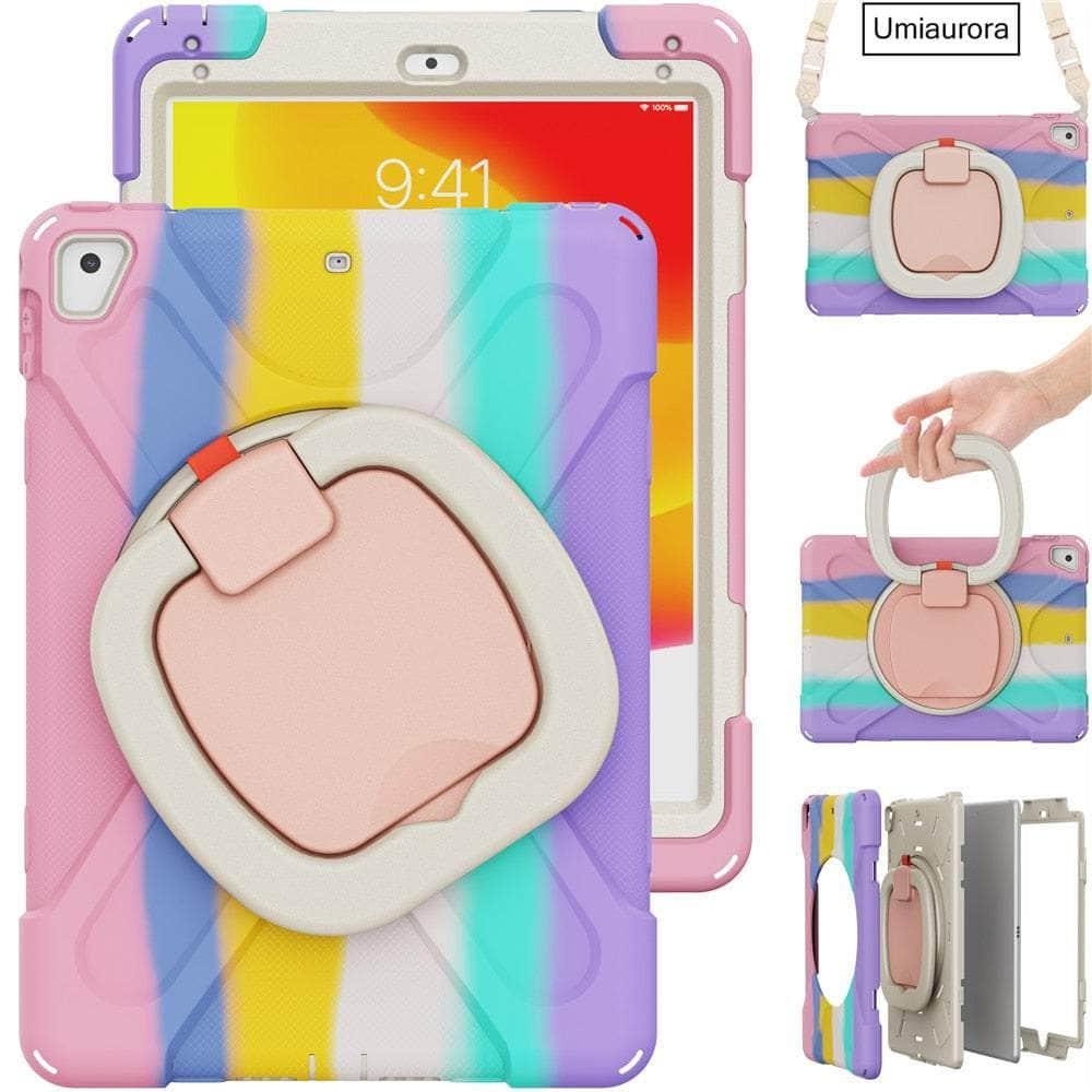 Casebuddy Rainbow Pink / IPad Pro 12.9 2022 iPad Pro 12.9 2022 360 Rotation Handle Kickstand Case