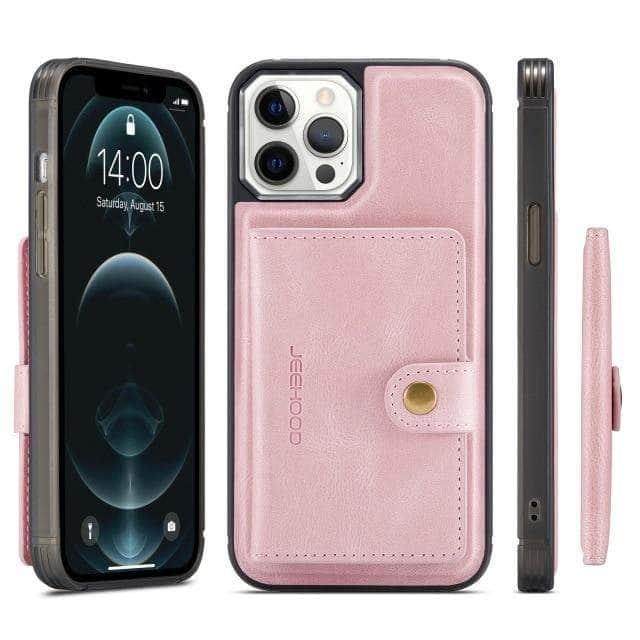 CaseBuddy Australia Casebuddy for iPhone 13 / Pink iPhone 13 & 13 Pro Back Leather Card Holder Case