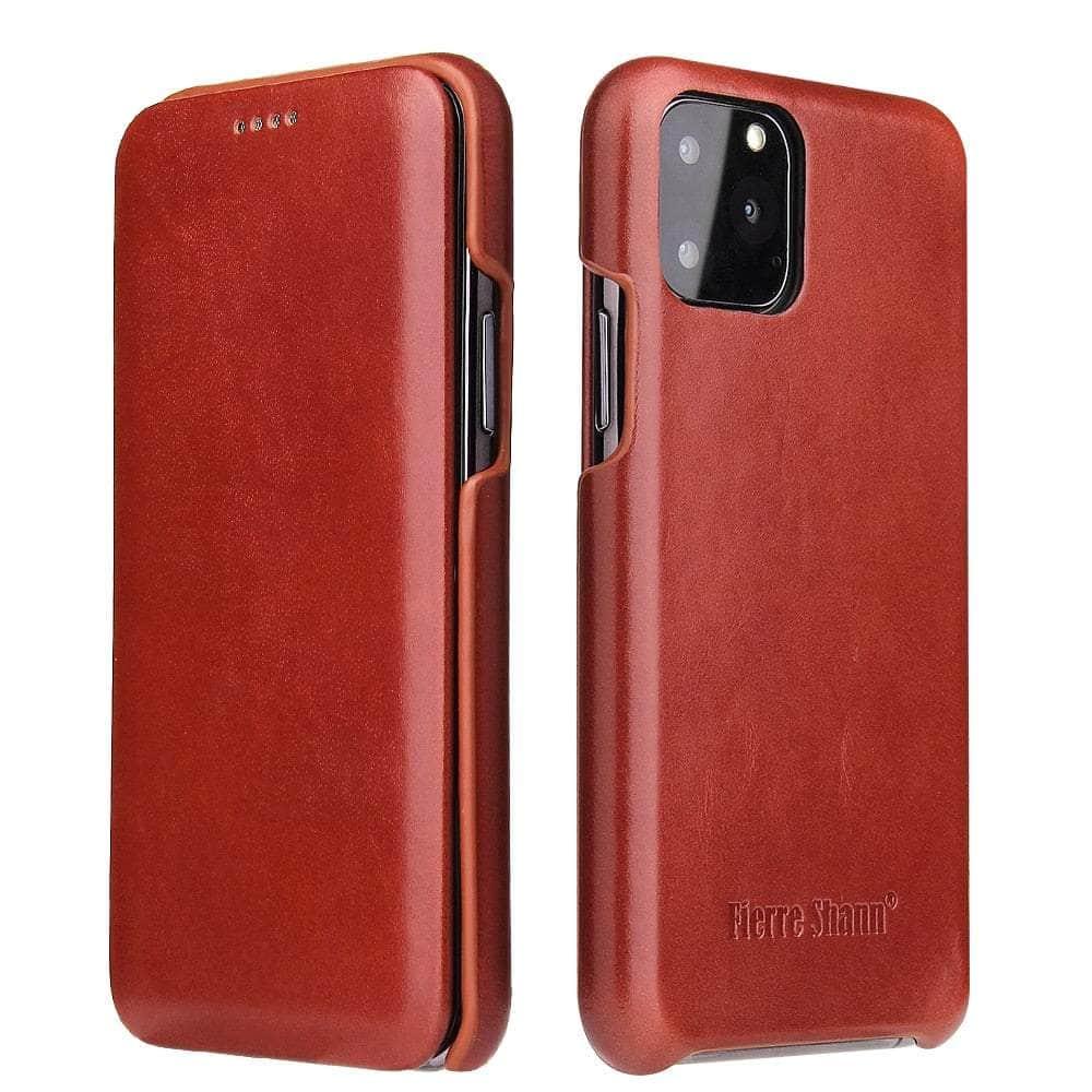 Casebuddy iPhone 14 Genuine Leather Magnet Flip Case