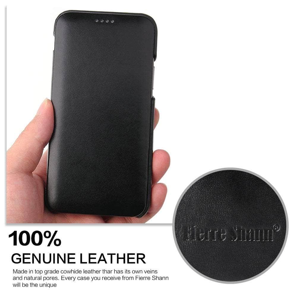 Casebuddy iPhone 14 Genuine Leather Magnet Flip Case