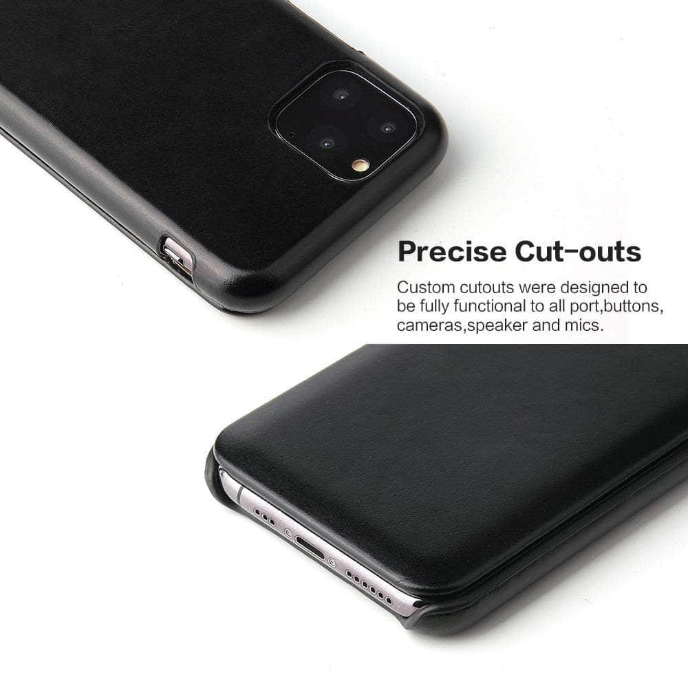 Casebuddy iPhone 14 Genuine Leather Magnet Flip Case