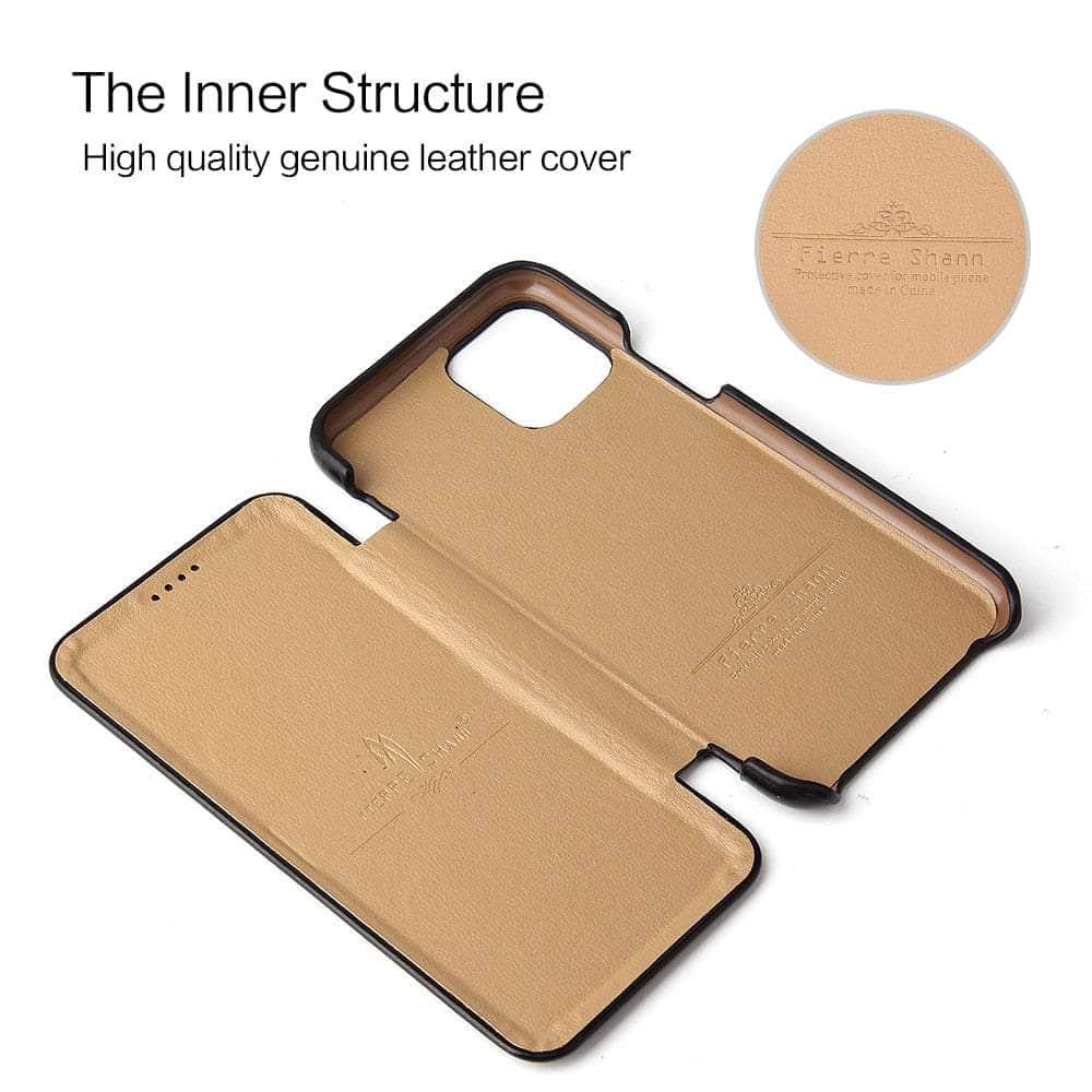 Casebuddy iPhone 14 Genuine Leather Magnet Flip Case