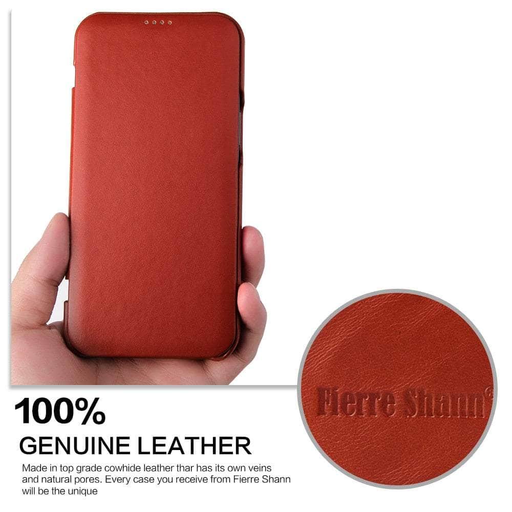 Casebuddy iPhone 14 Genuine Leather Magnet Flip Case