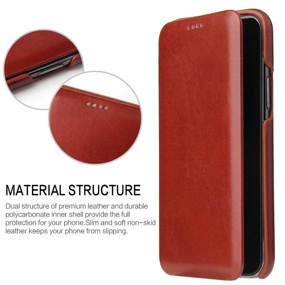 Casebuddy iPhone 14 Genuine Leather Magnet Flip Case