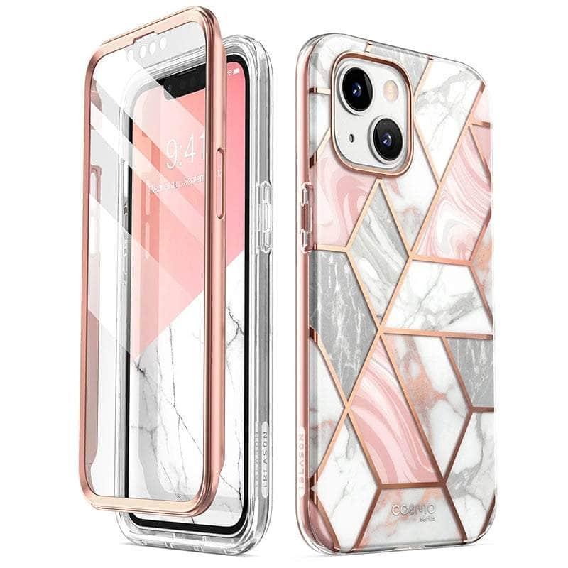 Casebuddy PC + TPU / Marble iPhone 14 I-BLASON Cosmo Slim Full-Body Case