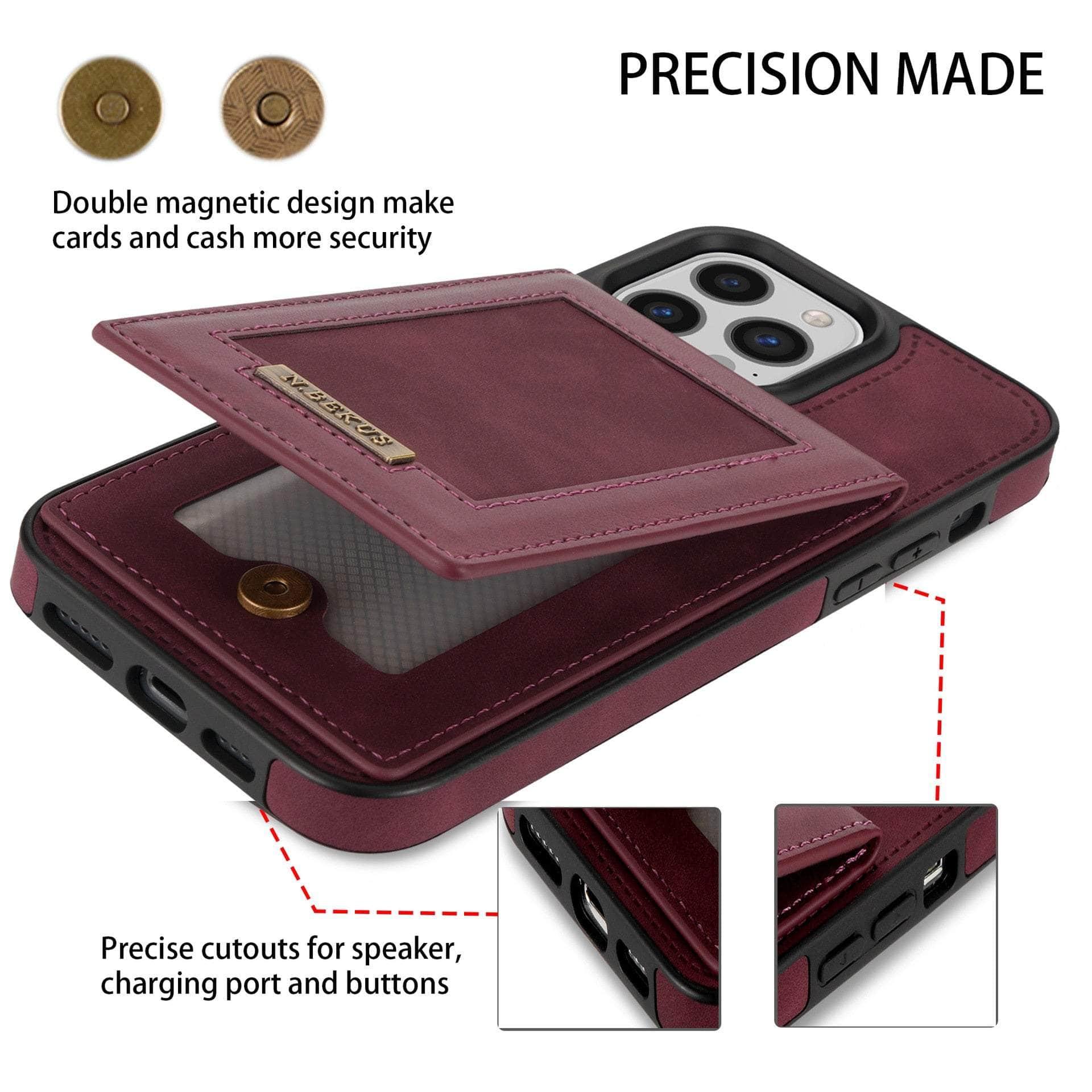 Casebuddy Luxury Vegan Leather iPhone 14 Pro Max Wallet Card Slots Holder